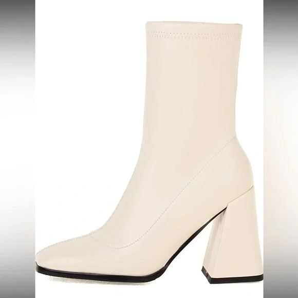 JR.catning Women Block Heel Short Boots Women Square Toe Casual Ankle Boots​​​ - Picture 6 of 7